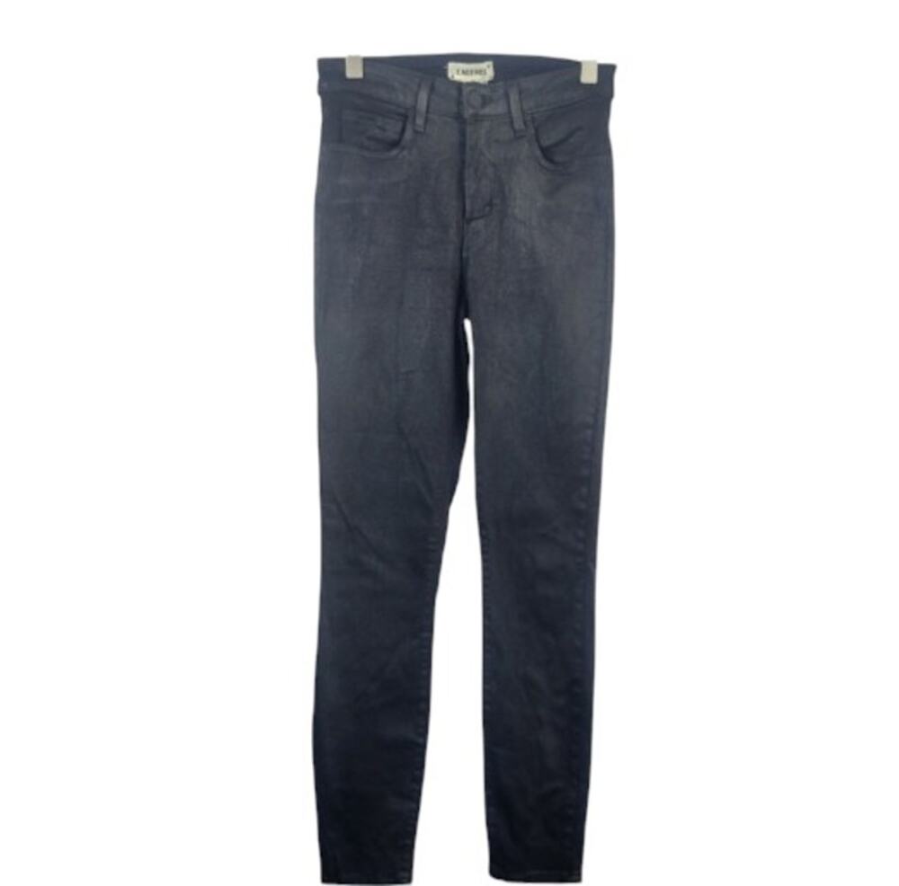 L'Agence Margot Coated Skinny Jean Black Size 25